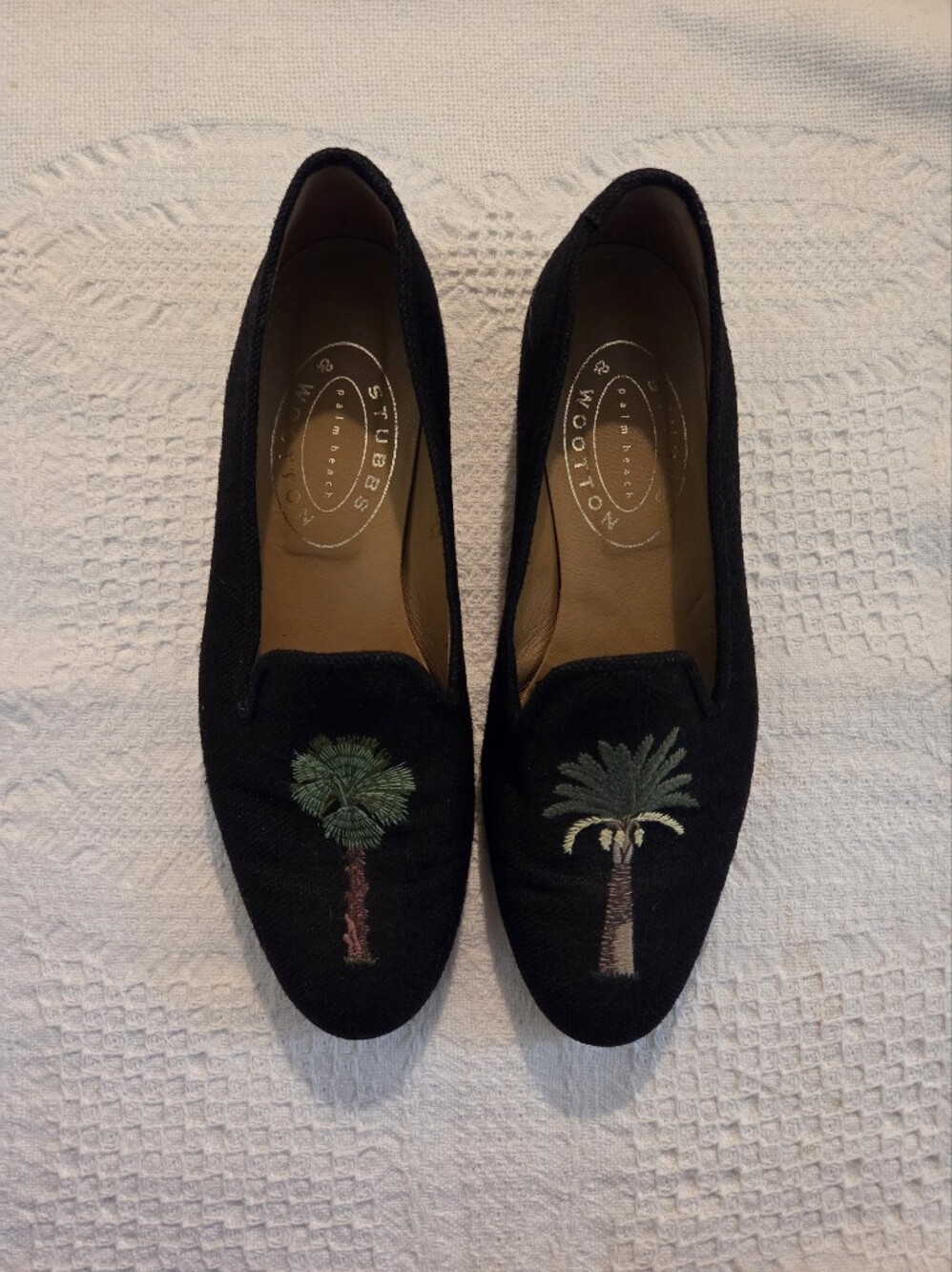 Stubbs & Wootton Black Velvet Palm Embroidered Smoking Slippers
